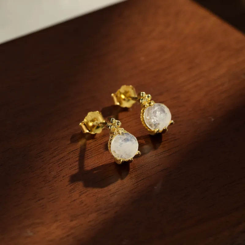 Moonstone Earrings "Lunar Drop" Gold-Plated Silver