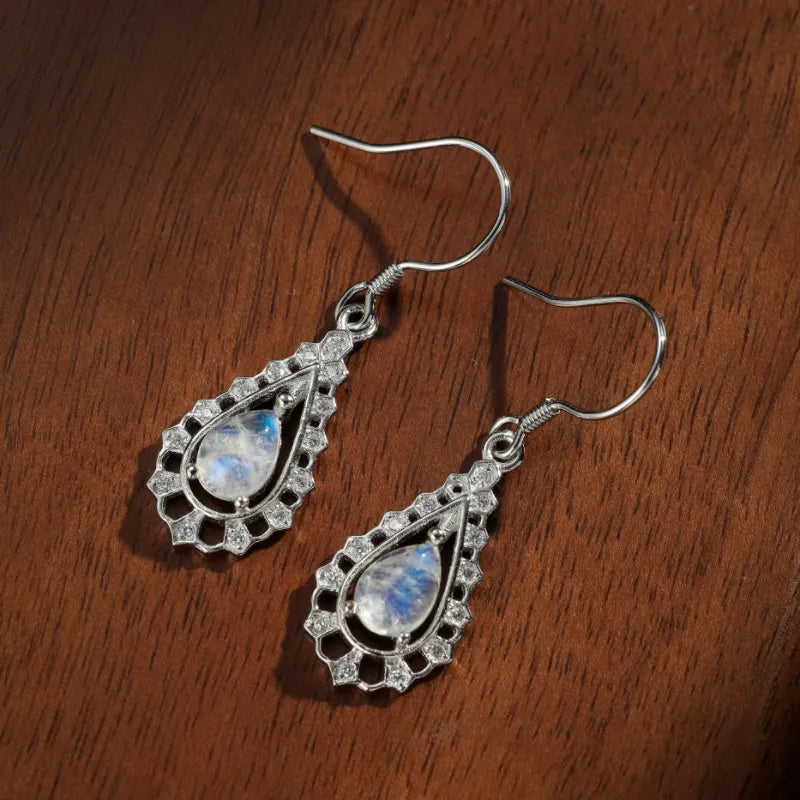 Boucles d'Oreilles Pierre de Lune "Perles de Nuit"