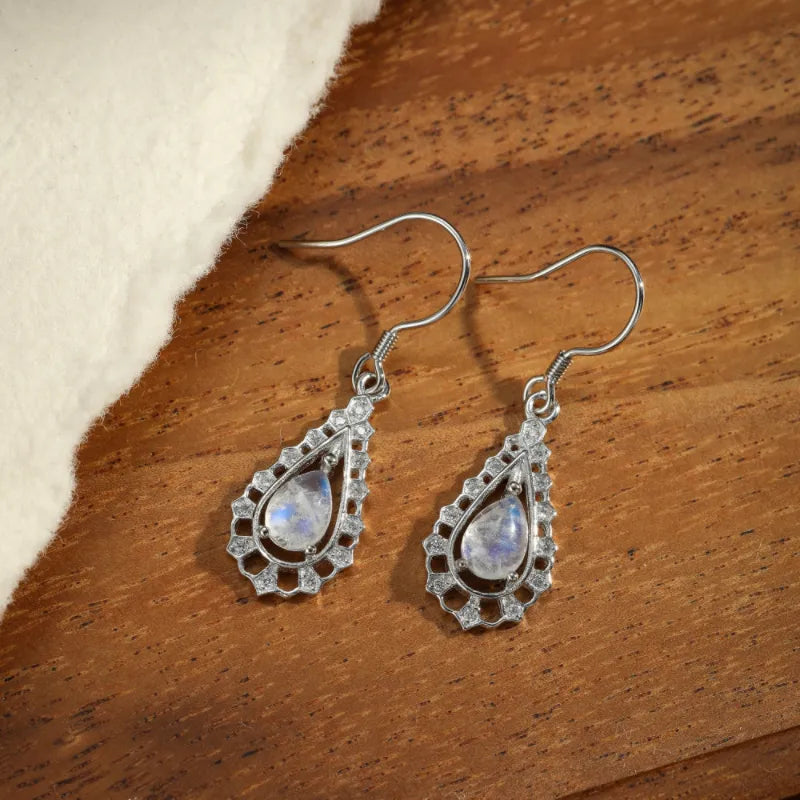 Boucles d'Oreilles Pierre de Lune "Perles de Nuit"