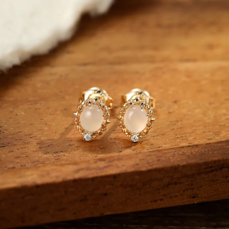 Moonstone Earrings "Selene Dream" Gold-Plated Silver