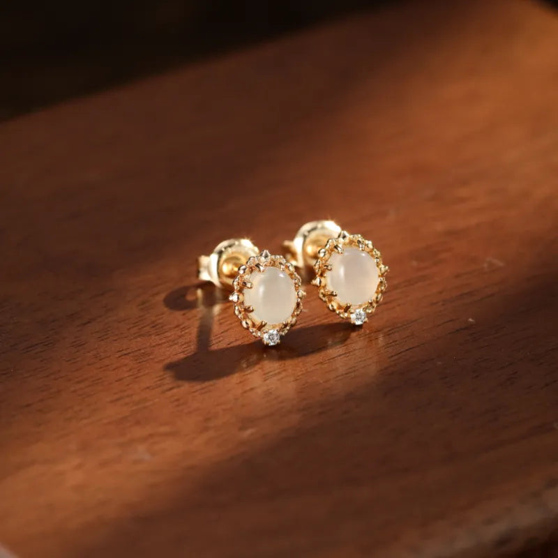 Moonstone Earrings "Selene Dream" Gold-Plated Silver