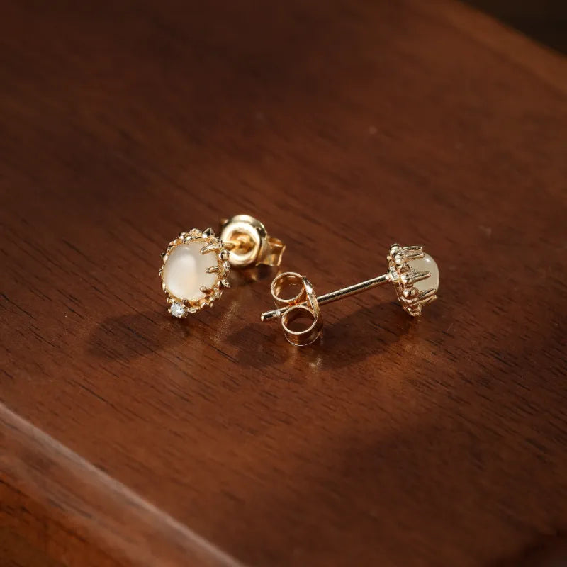 Moonstone Earrings "Selene Dream" Gold-Plated Silver