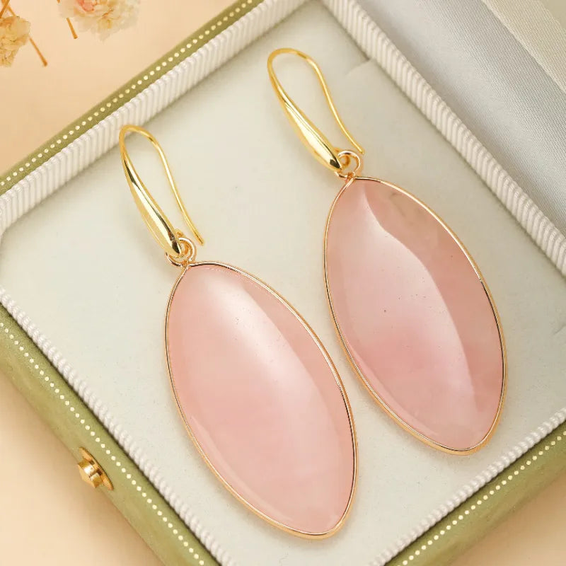 Rose Quartz Earrings "Divine Rose" Gold