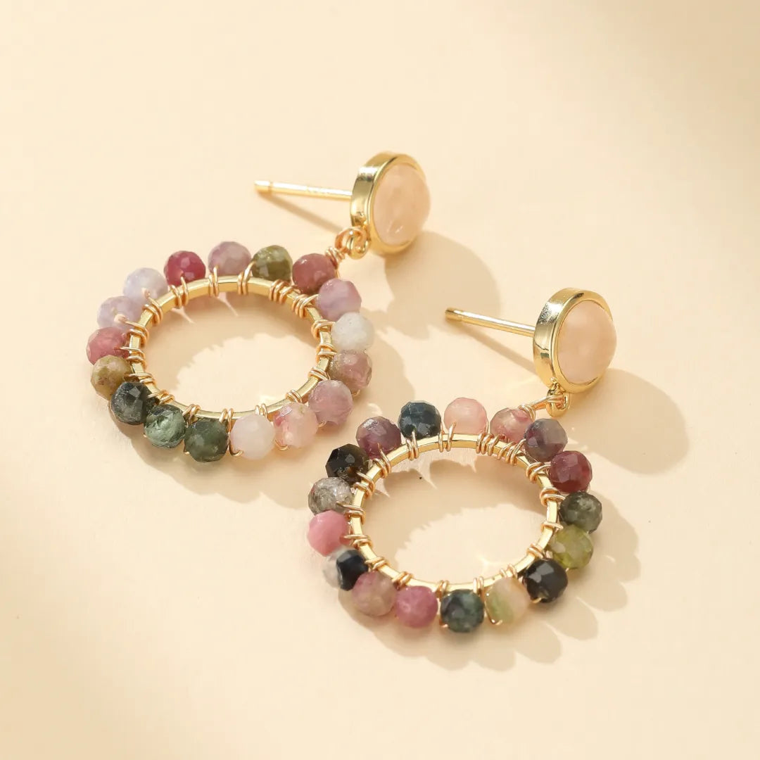 Earrings Tourmaline "Shining Circle" Gold