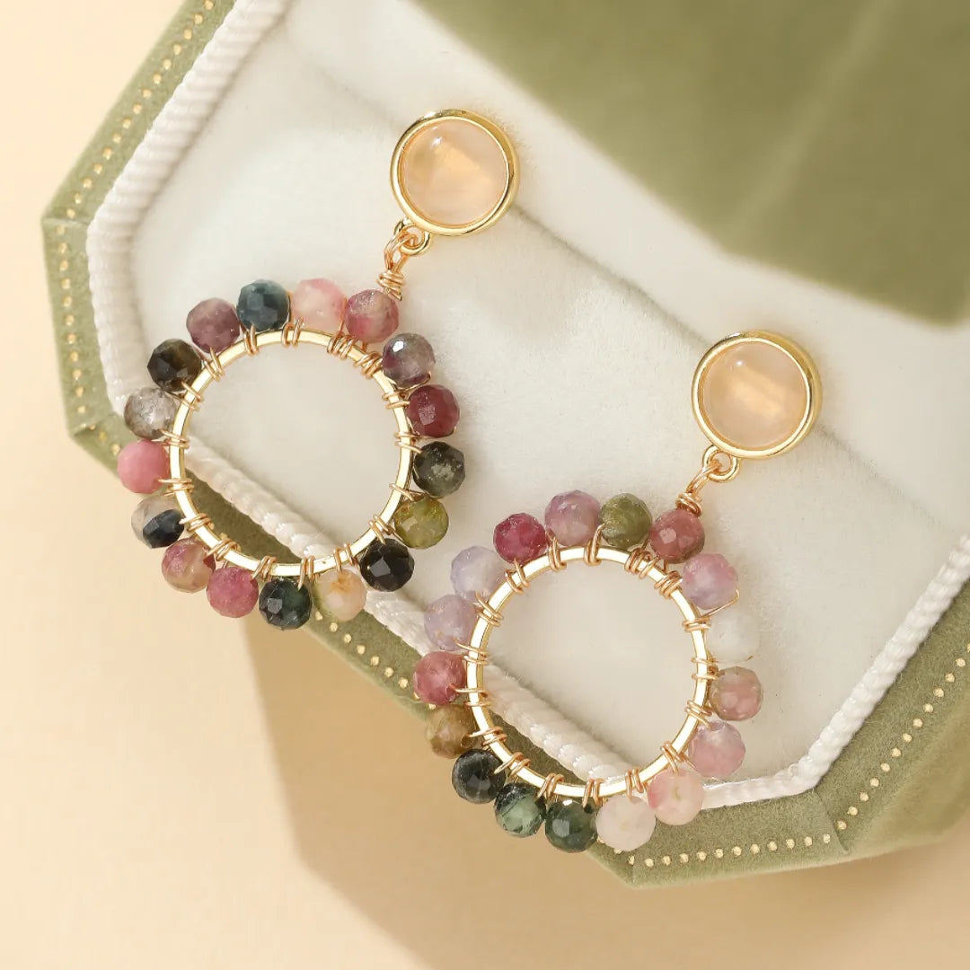 Earrings Tourmaline "Shining Circle" Gold