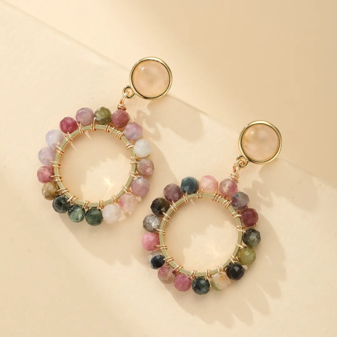 Earrings Tourmaline "Shining Circle" Gold