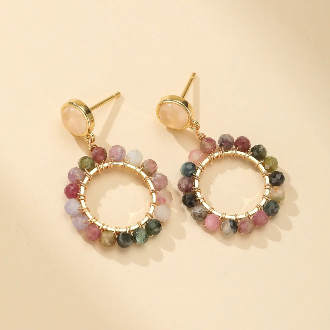 Earrings Tourmaline "Shining Circle" Gold