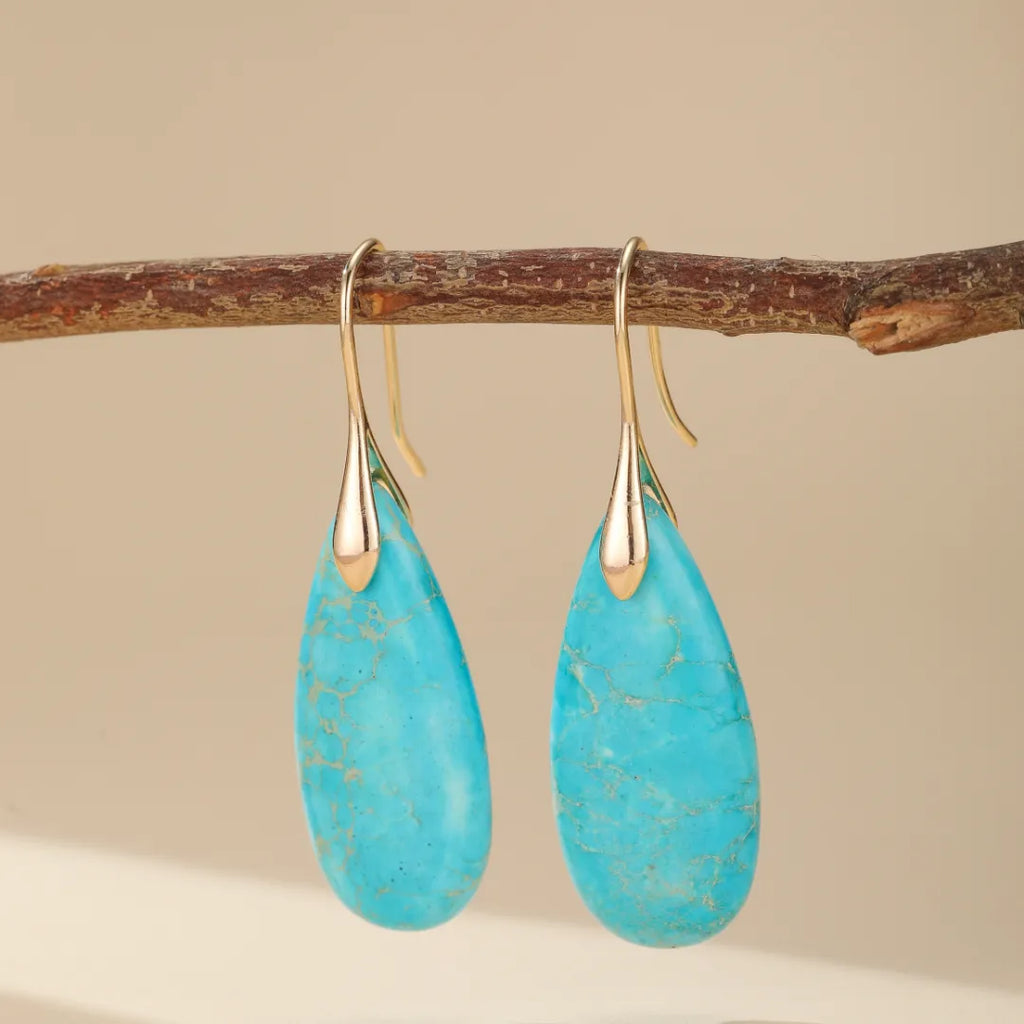 Boucles D'oreilles Pendantes Femme - Cristal Turquoise Et Strass Argent