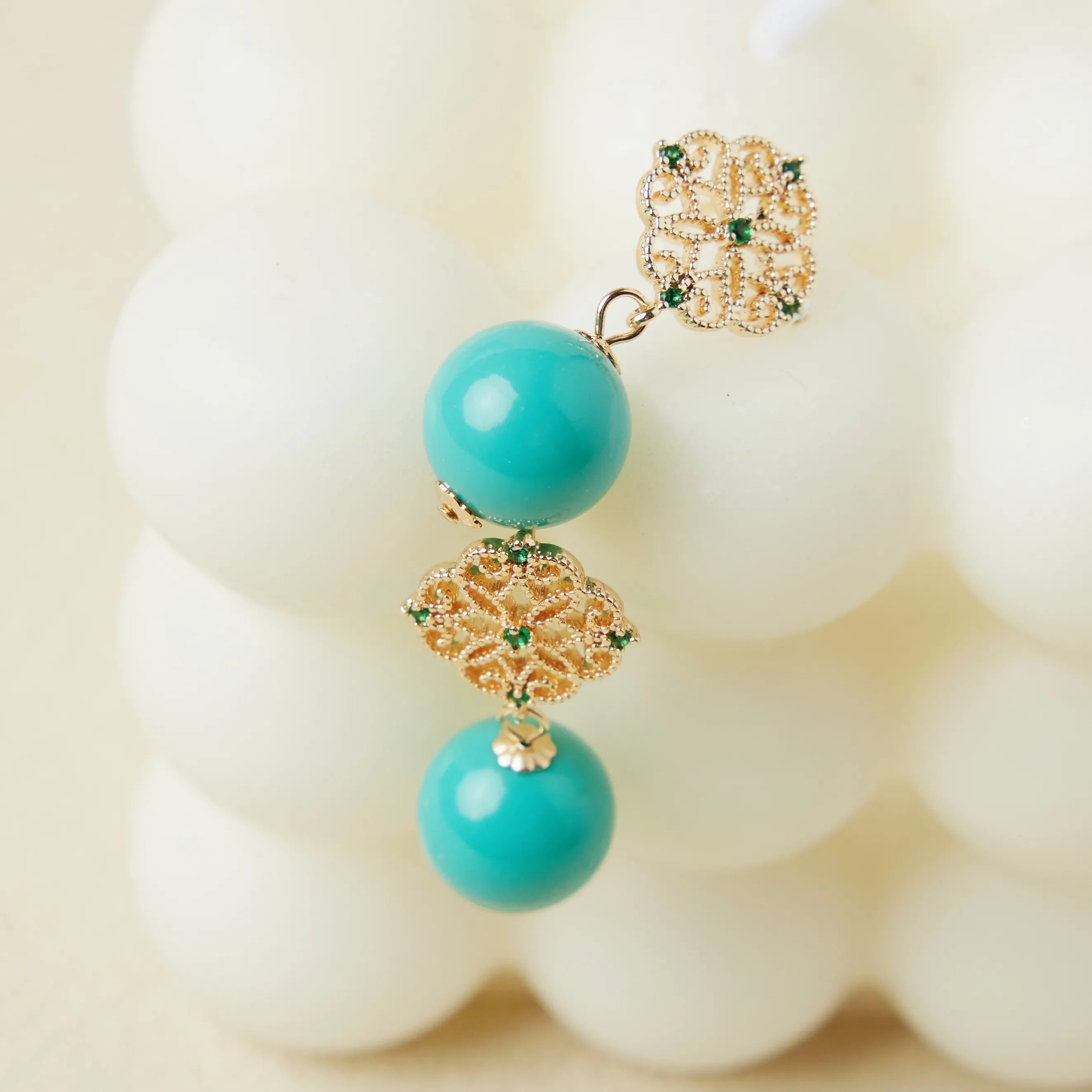 Turquoise Earrings "Royal Moon" Gold-Plated Silver