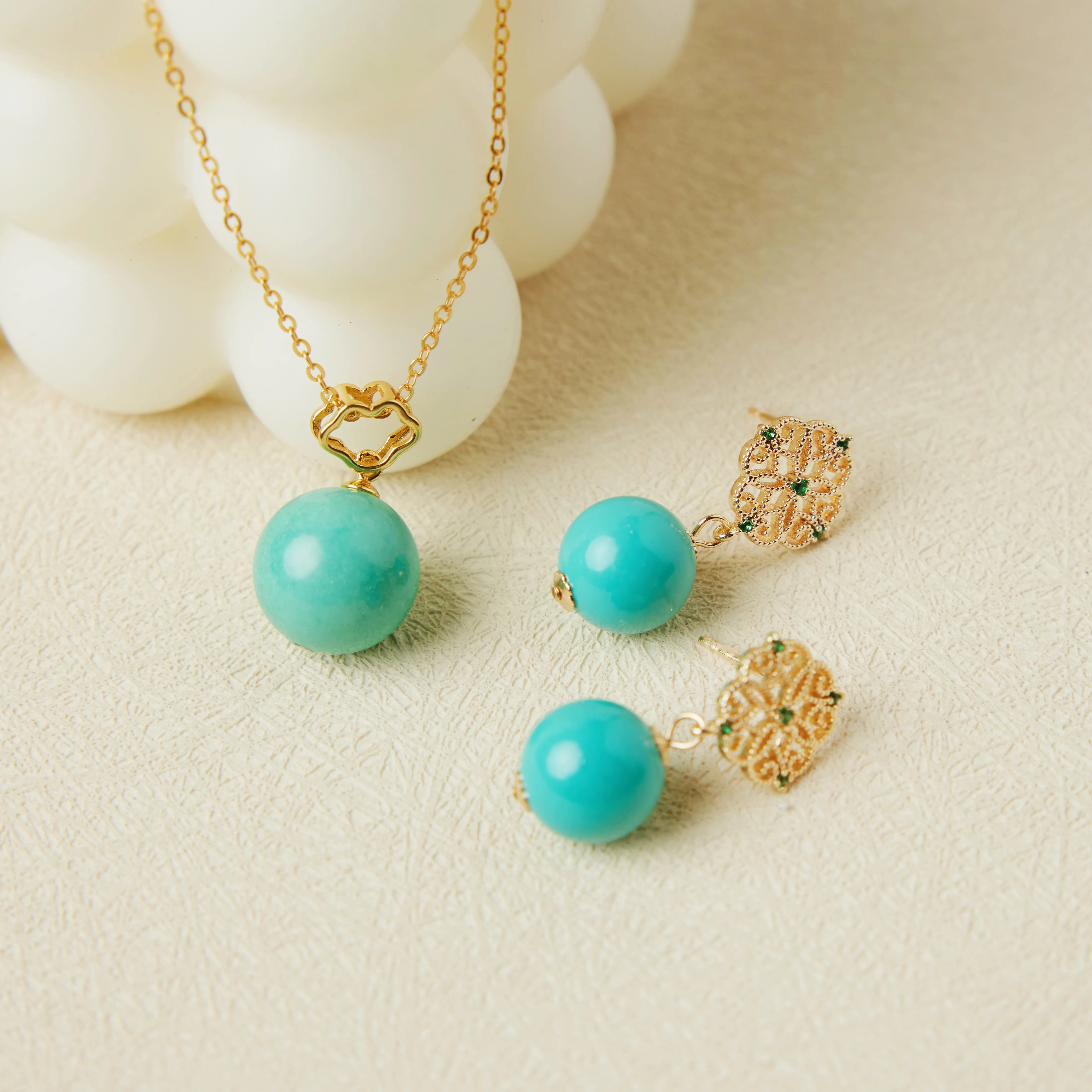 Turquoise Earrings "Royal Moon" Gold-Plated Silver