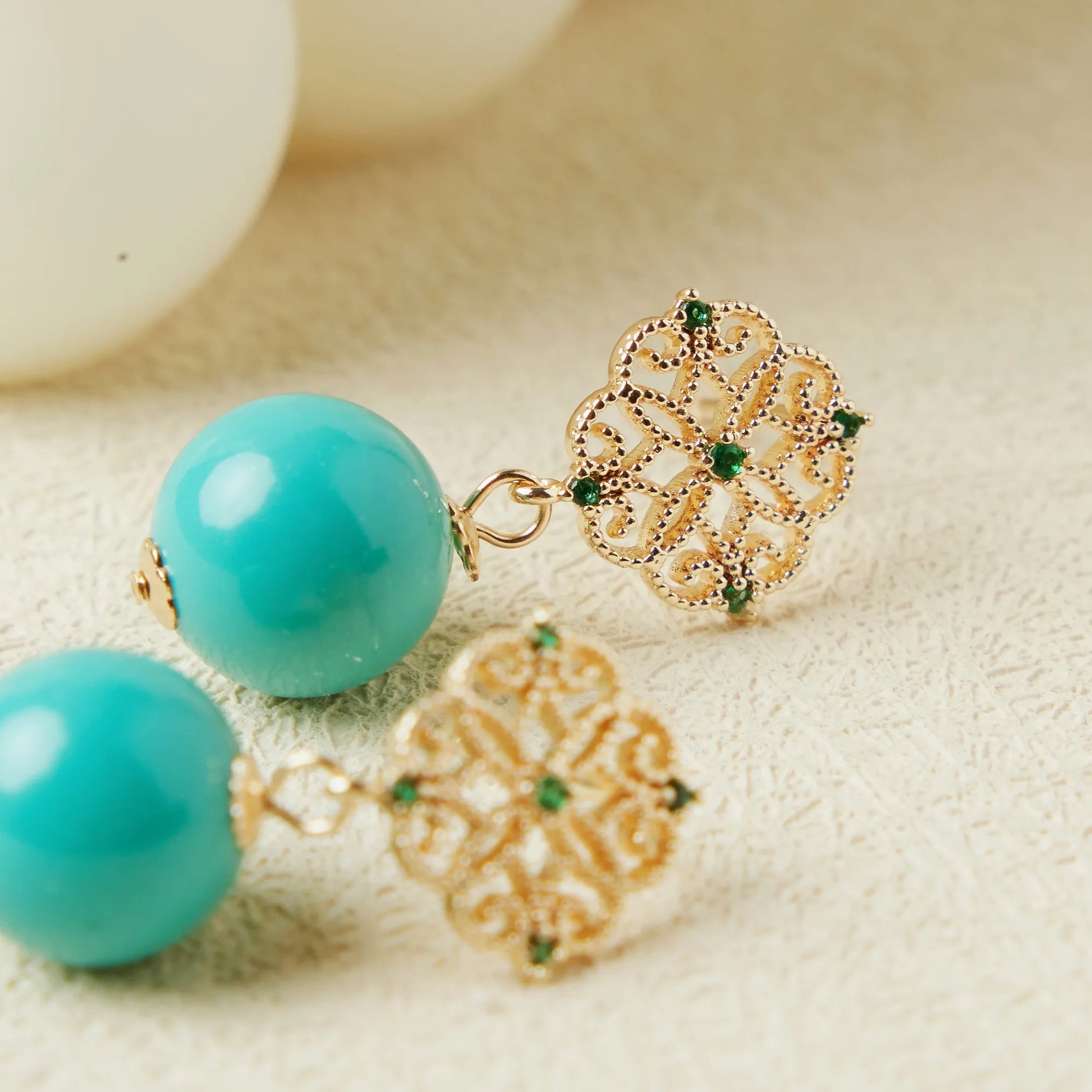 Turquoise Earrings "Royal Moon" Gold-Plated Silver