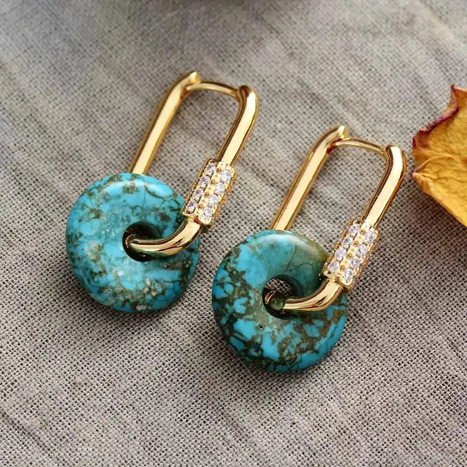 
Pendientes Turquesa "Lujosa" Plata Dorada Oro