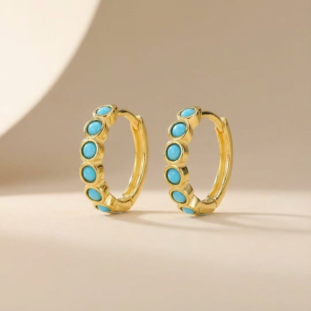 Boucles d’Oreilles Turquoise “Magie Bleue” Argent Doré Or