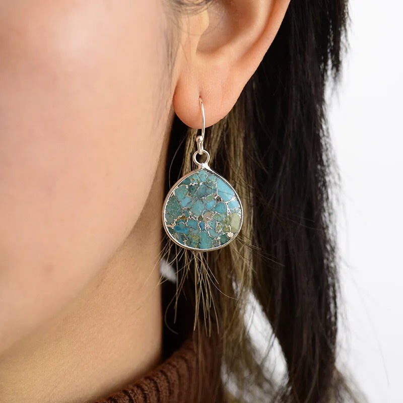 Turquoise Earrings "Deep Ocean" Gold-Plated Silver