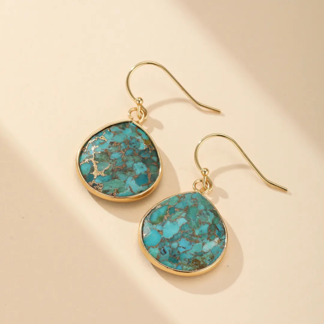 Turquoise Earrings "Deep Ocean" Gold-Plated Silver