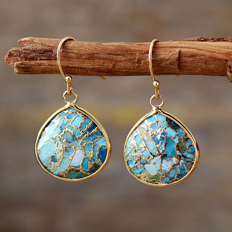 Turquoise Earrings "Deep Ocean" Gold-Plated Silver