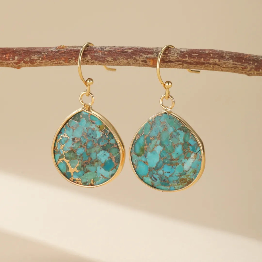 Turquoise Earrings "Deep Ocean" Gold-Plated Silver