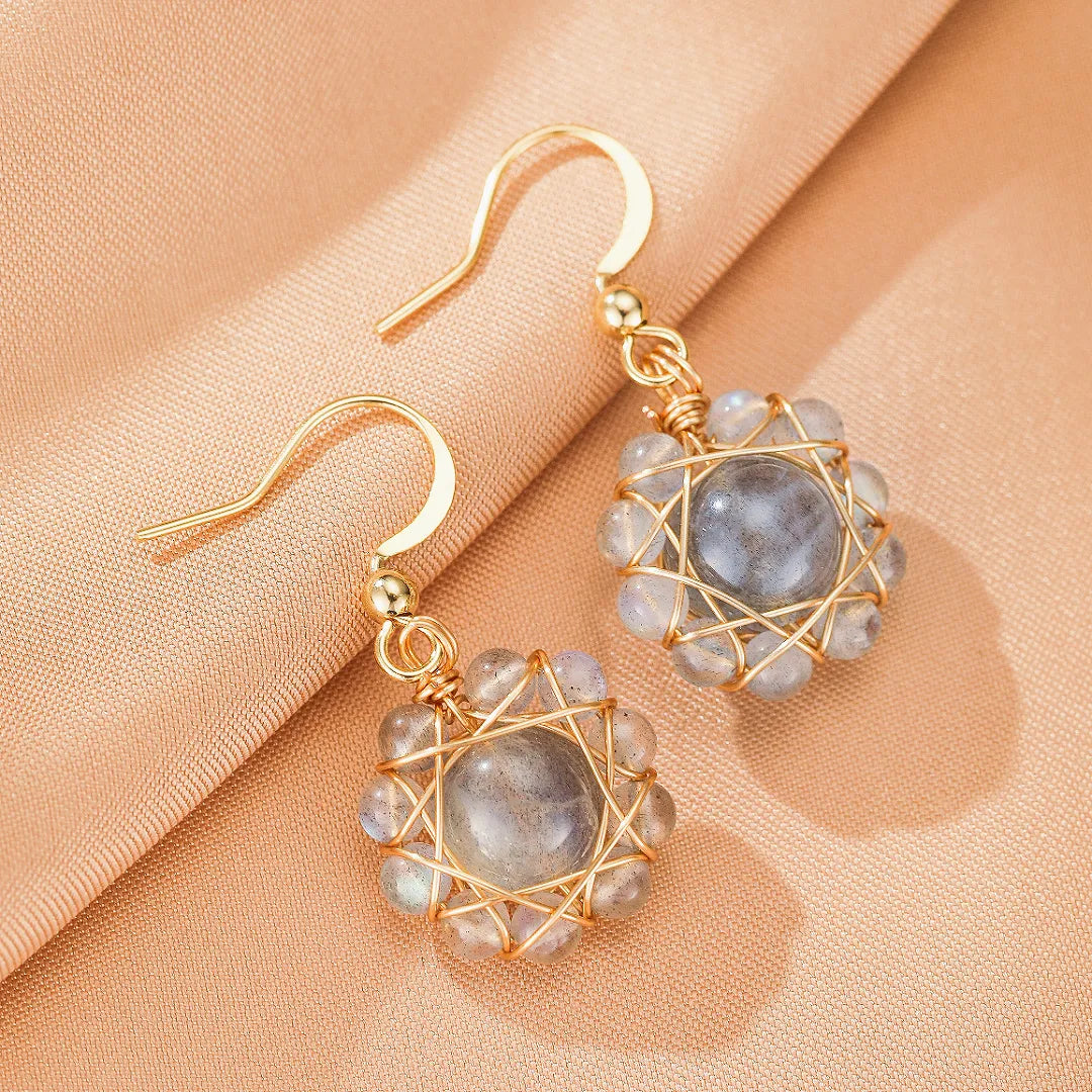 Ohrringe Labradorit "Himmelsblume" vergoldet