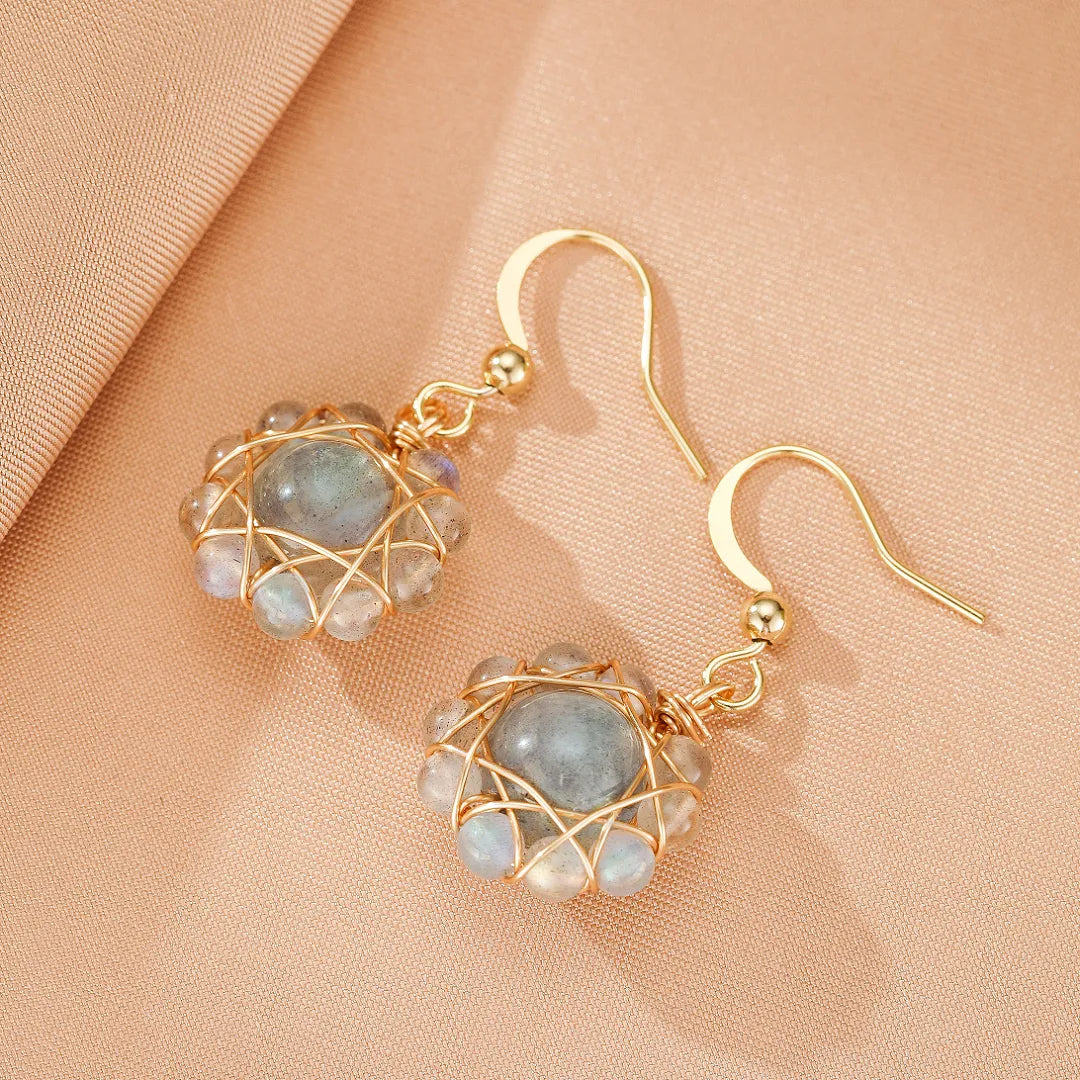 Ohrringe Labradorit "Himmelsblume" vergoldet