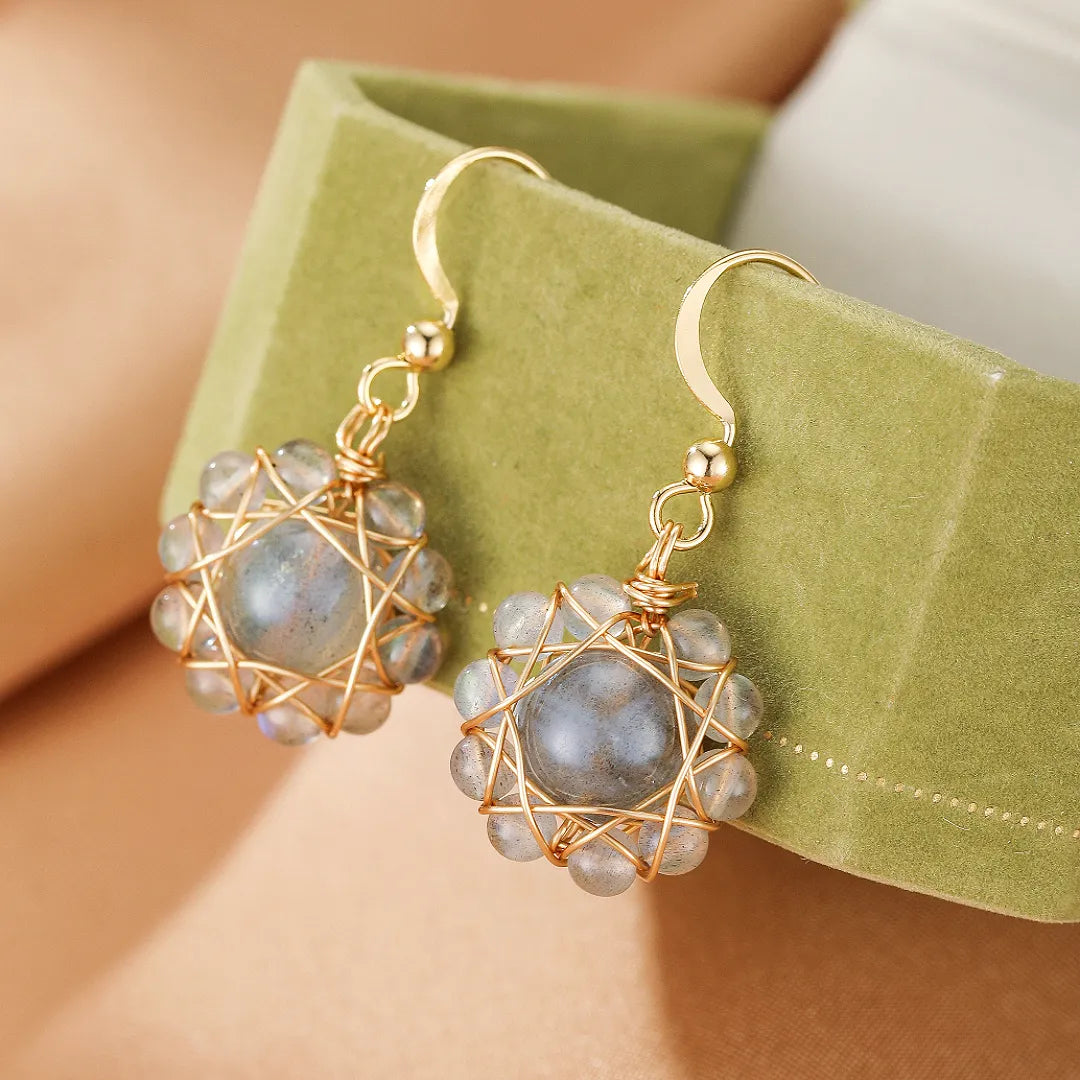 Ohrringe Labradorit "Himmelsblume" vergoldet