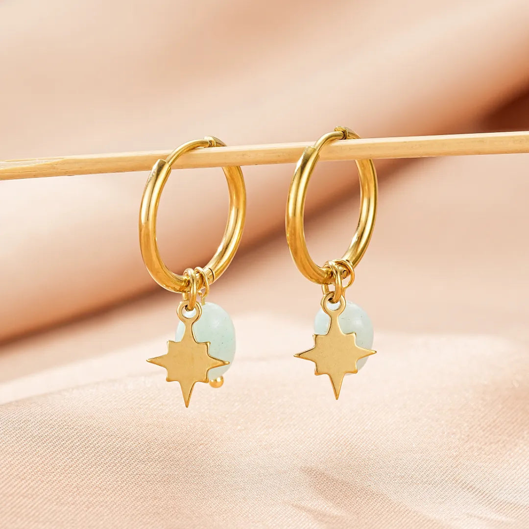 Boucles d'Oreilles Amazonite ou Lapis Lazuli "Petite Étoile"