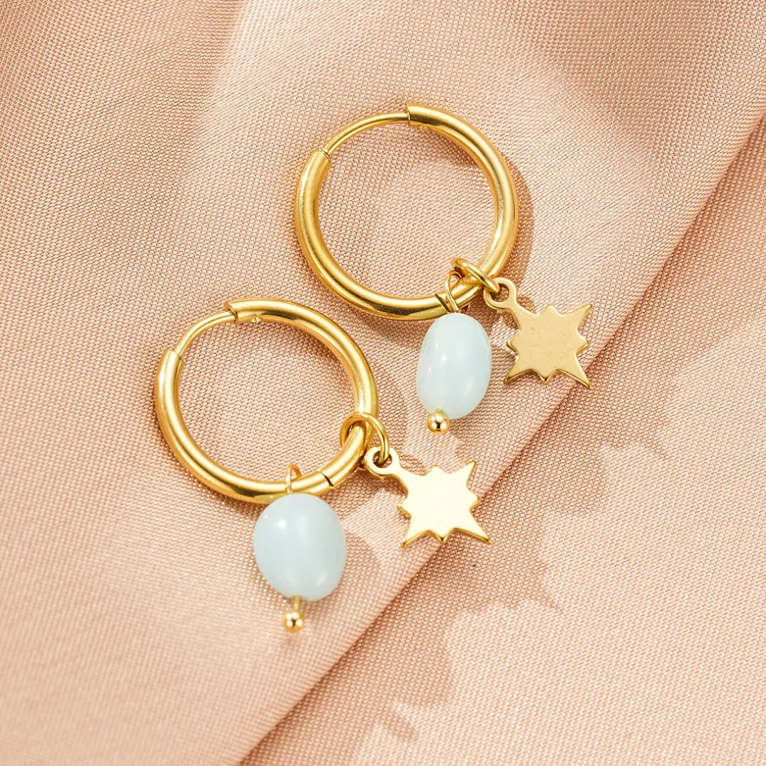 Boucles d'Oreilles Amazonite ou Lapis Lazuli "Petite Étoile"