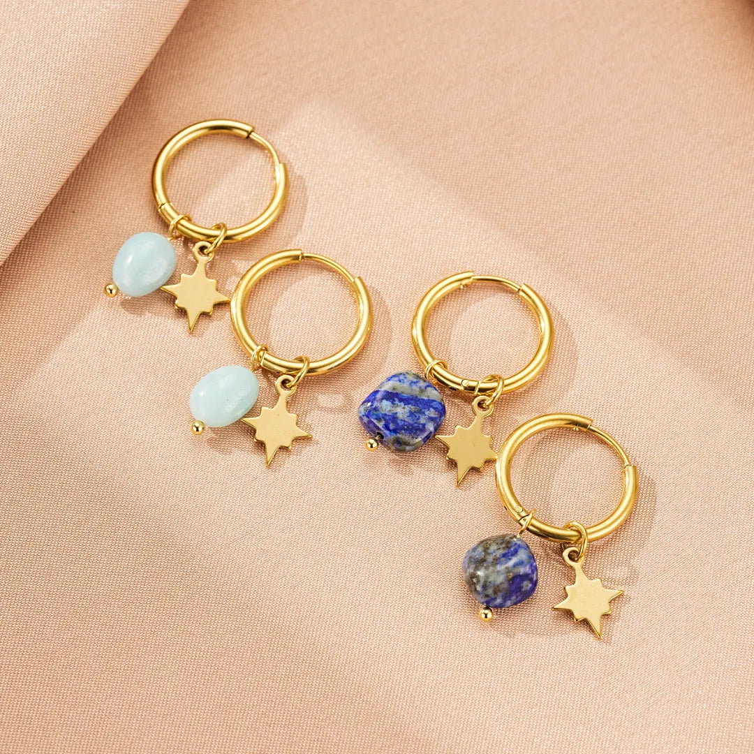 Boucles d'Oreilles Amazonite ou Lapis Lazuli "Petite Étoile"