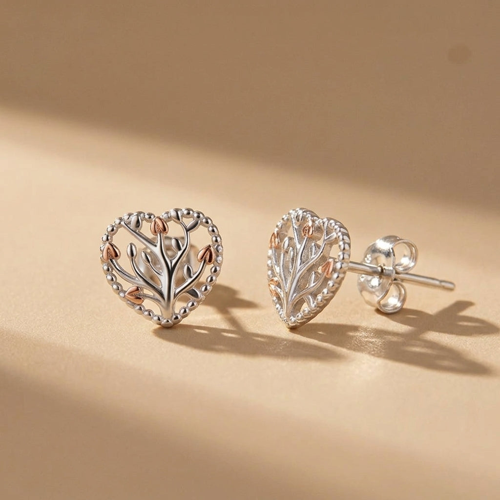 Boucles d'Oreilles Arbre de Vie "Cœur de Forêt" Argent @main