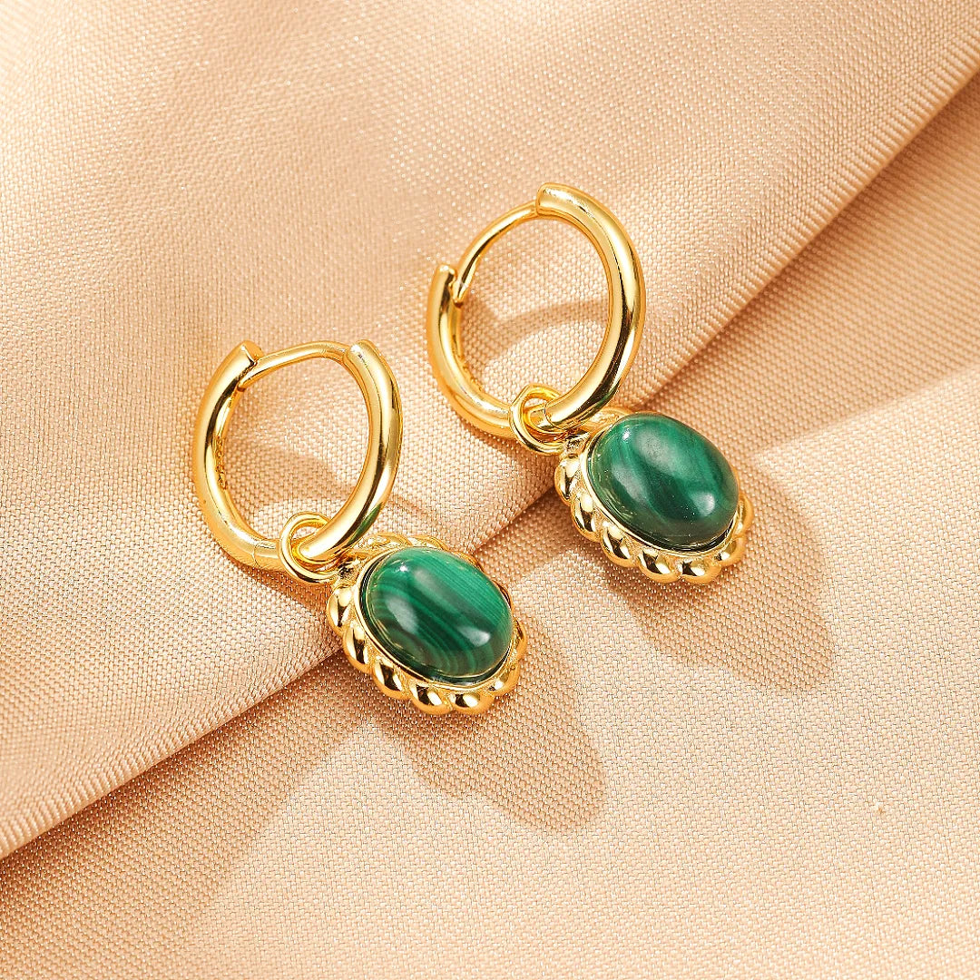 Boucles d'Oreilles Malachite "Verdure Charmante" Argent