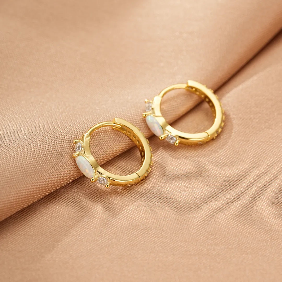 Opal Hoop Earrings "Nacreous Softness" Silver