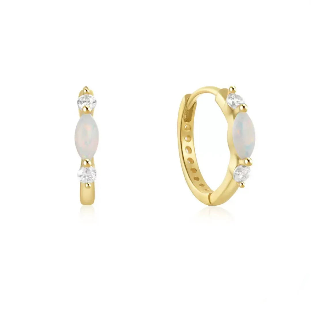 Opal Hoop Earrings "Nacreous Softness" Silver