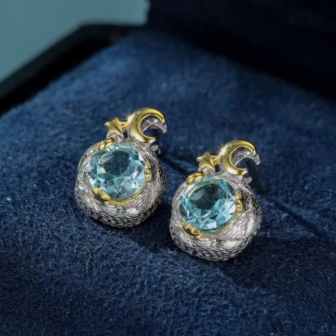Boucles d'Oreilles Topaze "Charme Céleste" Argent