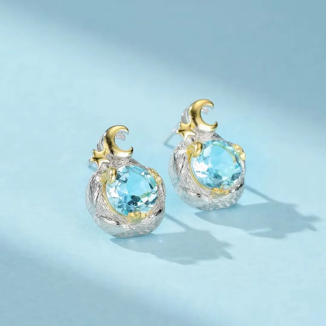 Boucles d'Oreilles Topaze "Charme Céleste" Argent