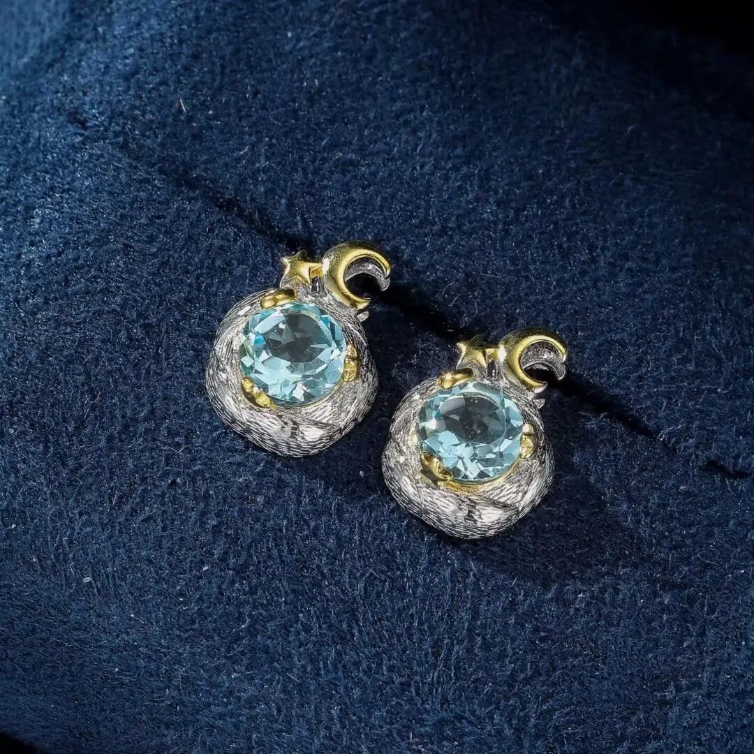 Boucles d'Oreilles Topaze "Charme Céleste" Argent