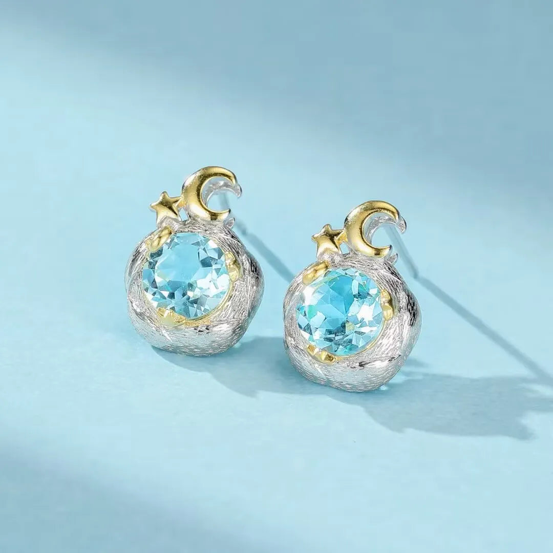 Boucles d'Oreilles Topaze "Charme Céleste" Argent