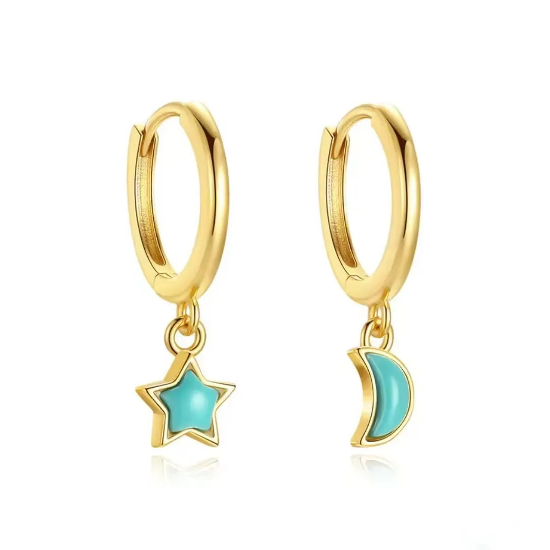 Ohrringe Türkis "Himmlisches Gleichgewicht" Vergoldet Silber