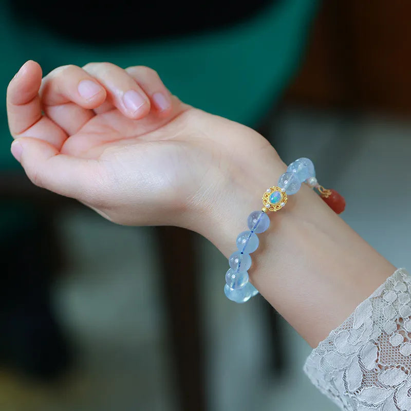 
Pulsera Aguamarina "Encanto Zorrito" Plata Dorada Oro