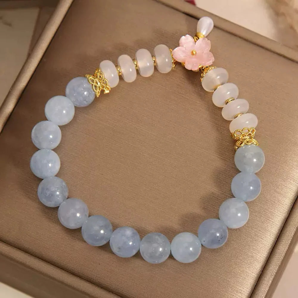 Aquamarine Agate Bracelet "Morning Purity"