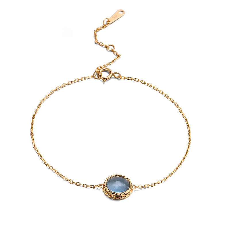 Aqua Marine or Labradorite "Marine Charm" Gold-Plated Silver