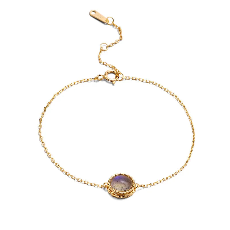 Aqua Marine or Labradorite "Marine Charm" Gold-Plated Silver