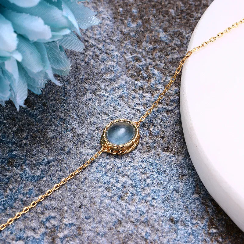 Aqua Marine or Labradorite "Marine Charm" Gold-Plated Silver