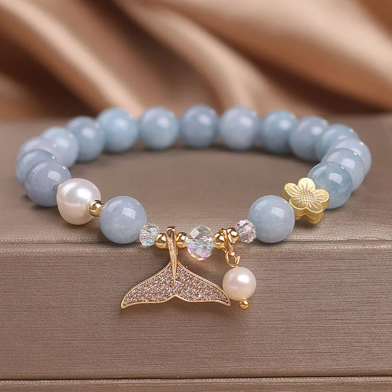 Armband Aquamarin und Perle – Marine Eleganz