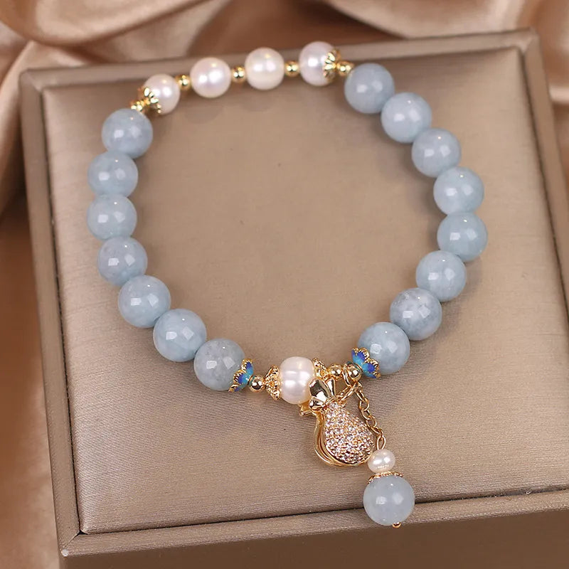 Bracelet Acqua Marina e Perla "Fortuna Blu"