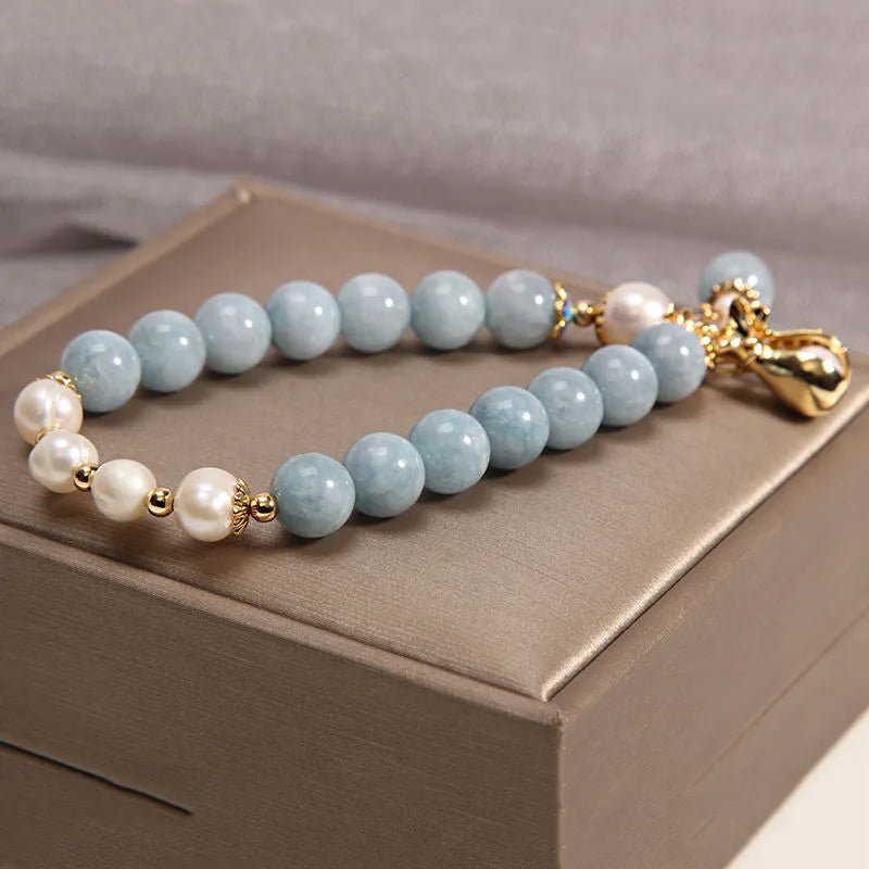 Bracelet Acqua Marina e Perla "Fortuna Blu"