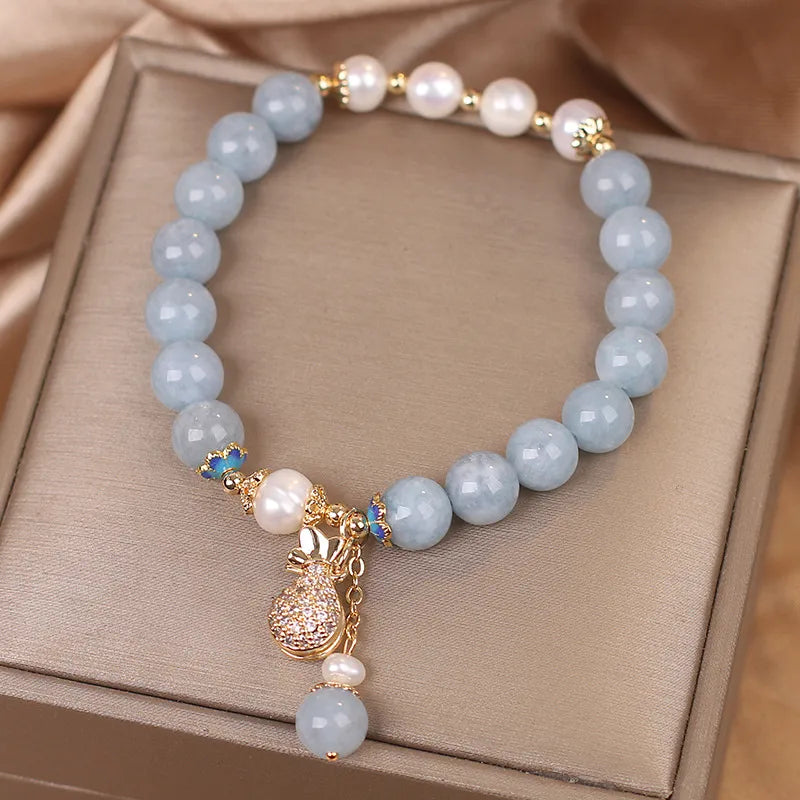 Bracelet Acqua Marina e Perla "Fortuna Blu"