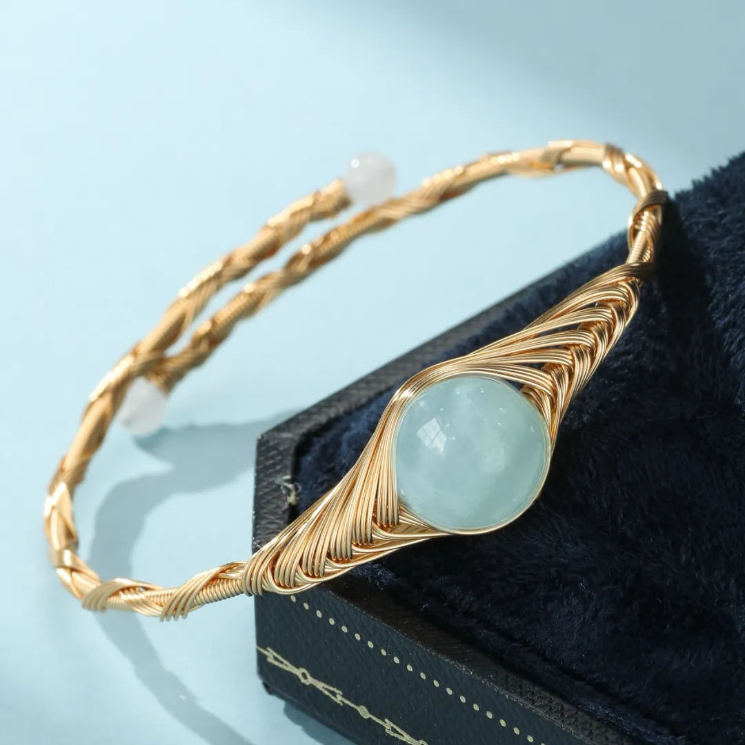 Aigue Marine Armband "Puissance Marine" Vergoldet 14K