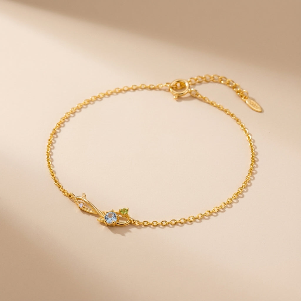 Armband Aquamarin "Opaltraum" Goldsilber