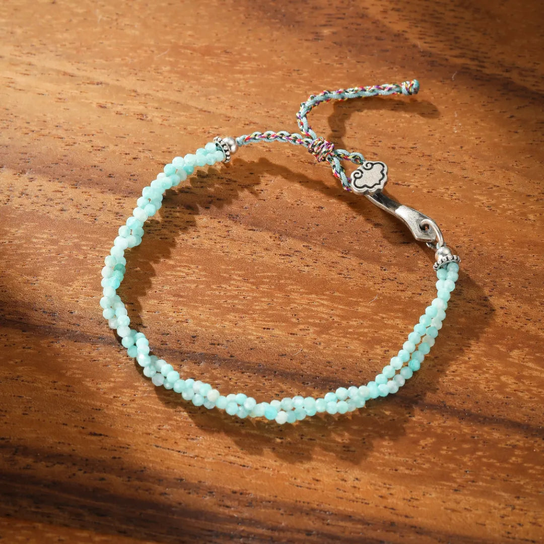 Amazonite or Tourmaline Bracelet "Soothing Cloud" Silver