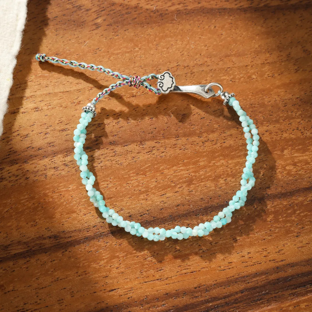 Amazonite or Tourmaline Bracelet "Soothing Cloud" Silver