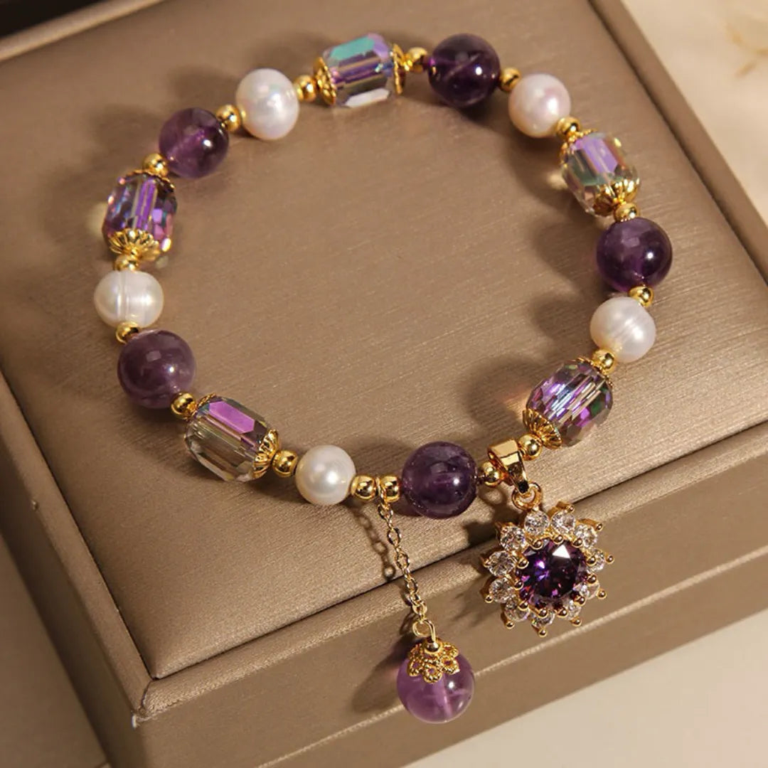 Amethyst and Pearl Bracelet "Radiant Sun"